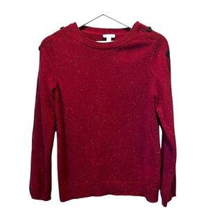 J. Jill Women’s Red Sweater Button Sleeves Size Small